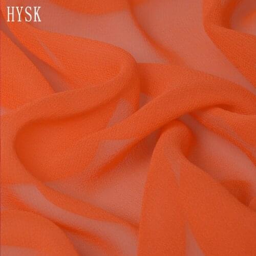 HYSK 100% mulbery silk chiffon fabric solid 11 multicolor China pure silk meter wholesale price free shipping yellow/orange/gold