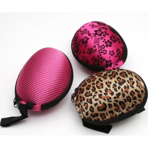 EVA Silicone Invisible Bra Arrange Bags Eggshell Underwear Storage Leopard Print Dot Stripe Underclothes Bag SN2064