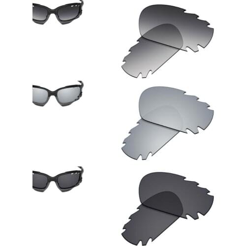 SmartVLT 3 Pairs Polarized Sunglasses Replacement Lenses for Oakley Jawbone Vented-Grey Gradient & Silver & Solid Black