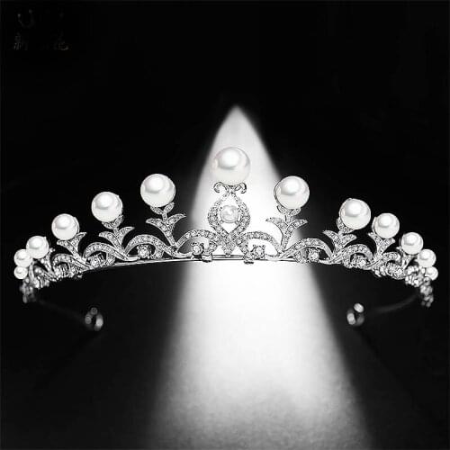 Bride Crown Pearl Rhinestone Headdress Sweet And Cute Wedding Hair Accessories Wedding Dress Show Crown Tiara Accessorie ML