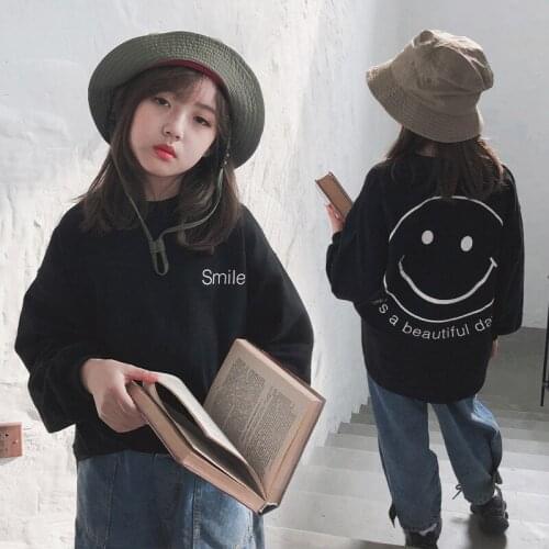 Girls' Sweatshirts Babys Kids Outwear 2021 Black Spring Autumn Top Teenagers Pullover Formal Sport Cotton Childrens Clothing