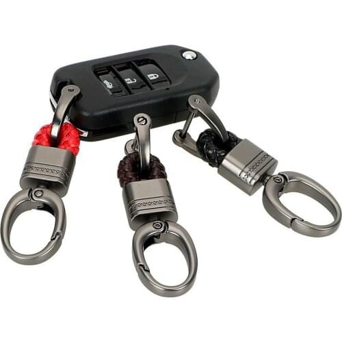 Leather Rope KeyChain For Car Hand Woven Horseshoe Buckle Key Rings Couple Auto Gift Detachable Metal Luxury Key Chains