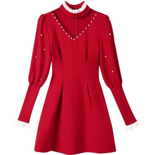Spring Red Luxurious Splicing Net Yarn Sexy Elegant Pastel Vestidos Trendy Korean Mini Dress Women Ukraine Women Clothes