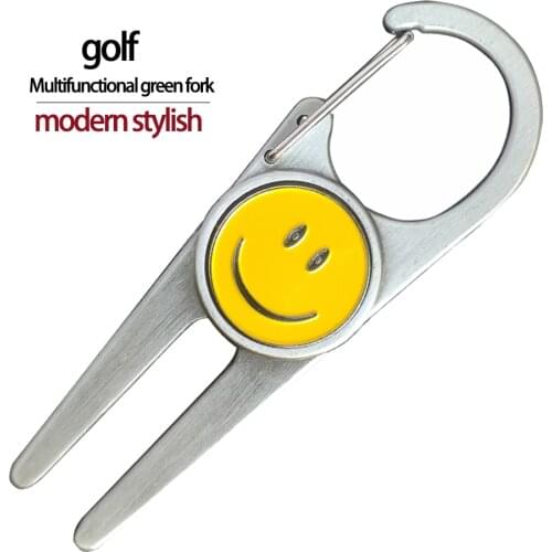 New golf ball divot repair tool Clasp golf accessories smile golf black slivery Adapt 24mm marker gift for golfer repair fork