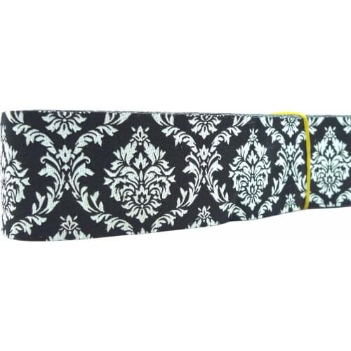 1-1/2'' 38mm Wide Damask Design Black Tone European Jacquard Ribbon