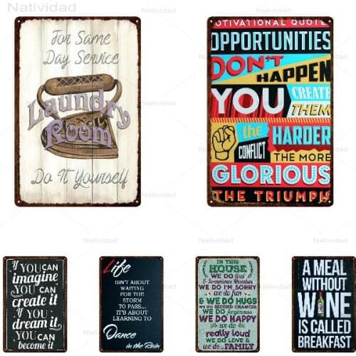 Irons Painting Family Rules Work Hard and Be Nice Pictures and Posters Metal Tin Plaque Vintage Wall Signs Decor for Living Room