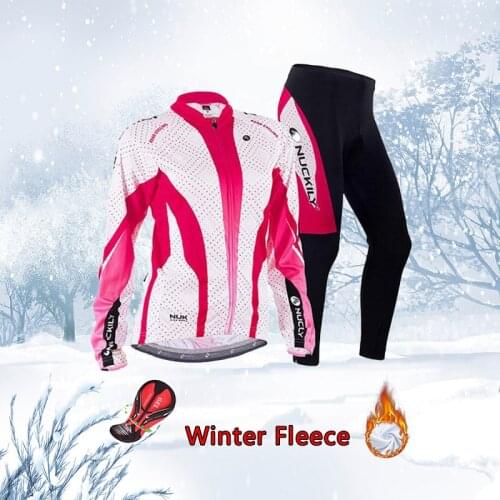 Winter Thermal Fleece Bicycle Clothing Women Warm Cycling Jersey Set Pro Bike Clothes Female Suit Sport Dress Maillot Wear Kit