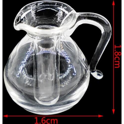 1Set 1/12 Dollhouse Mini Glass Fruit Juice Pot Kettle Model Toys for Doll House Decor
