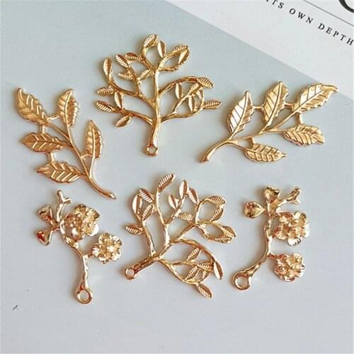 10 pcs/lot Alloy Leaf Branch Button Accessories DIY Handmade Bridal Ornaments Headdress Clothing Earring Jewelry Accessories