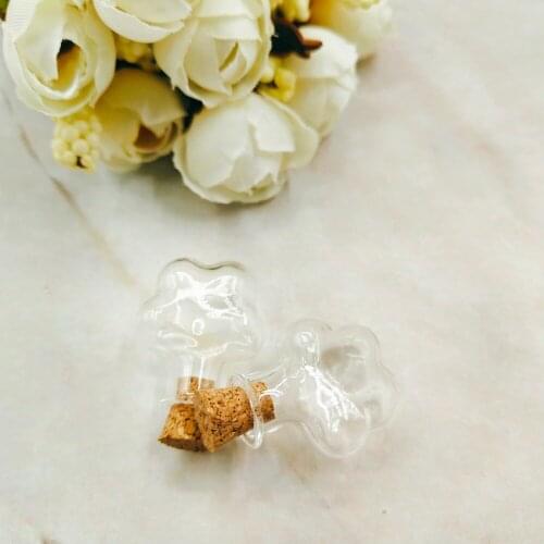 10pcs/lot Clear Flower Shape Mini Wish Note Craft Glass Bottles Jars with Cork Glass Vial Pendant Glass Drift Bottles Jars Vial