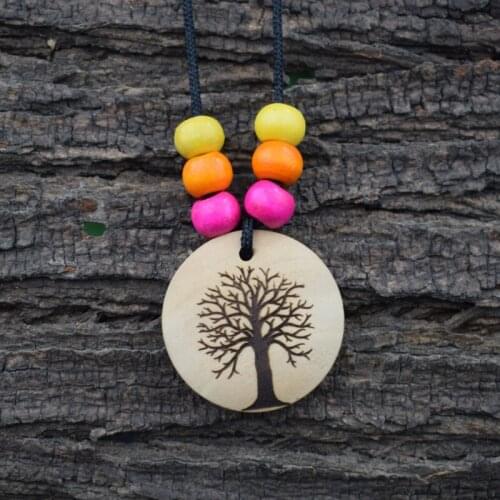 12pcs customizable tree of life wooden necklace fashion colorful beads Necklace Jewelry