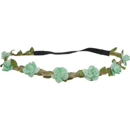 2pcs/lot Flower Girl Hair Wreath Hippie Forehead Bands High Quality Headbands Mint Green Wedding Decoration Children Headwear