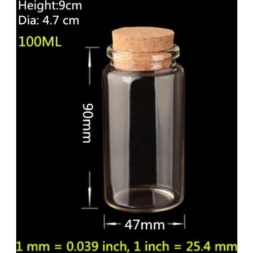 20pcs/Lot Glass Bottle Wooden Stoppers Clear Glass Tube Gift Packaging Dry Food Storage Cute Glass Bottle With Cork Lid 100ML