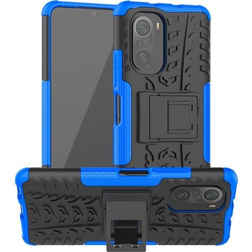 2021 Protective Case POCO F3 Shockproof Case Xiaomi POCO F3 Armor Hybrid Silicone Plastic Dual Layer Stand Cover