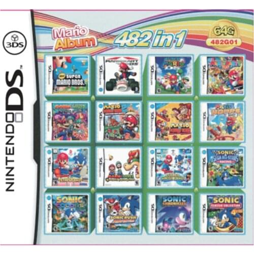 482 Games in 1 NDS Game Pack Card Mario Album Video Game Cartridge Console Card Compilation for DS 2DS 3DS New3DS XL