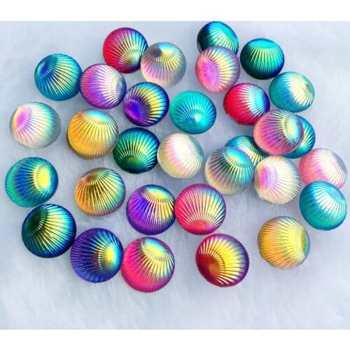 80pcs/lot 10mm mixed color shell pattern, round eyes rhinestone color cutting party decoration color resin diamond