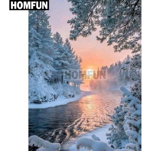 HOMFUN Full Square/Round Drill 5D DIY Diamond Painting "Winter forest" Embroidery Cross Stitch 5D Home Decor Gift A02721