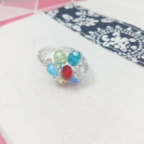 Bohemian Retro Crystal Flower Leaves Hollow Crystal Gem Ring Women Party Anniversary Gift