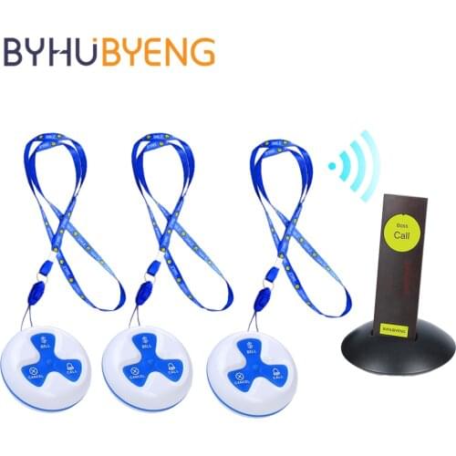 BYHUBYENG Office Remind 3 Call 1 Pager for Boss Staff Transmitter Pagers for Restaurant Push Button Chime Buzzer 433mhz