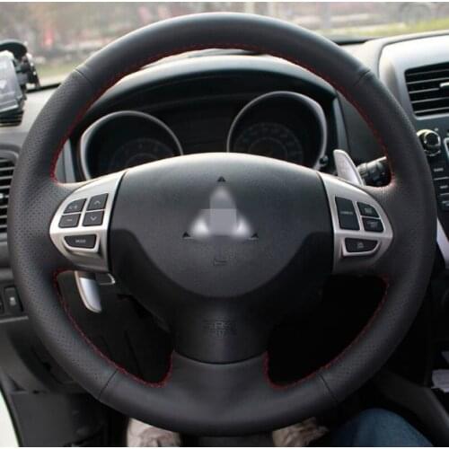 Sewing genuine leather car steering wheel cover Car accessories For Mitsubishi Lancer EX Mitsubishi Outlander Mitsubishi ASX