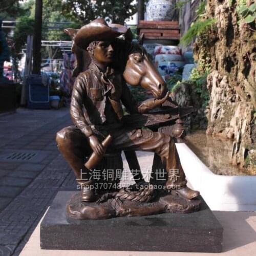 Cowboys COWBOY RIDING character abstract bronze horse copper sculpture art crafts Home Furnishing jewelry ornaments