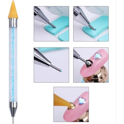 Dual-ended Nail Dotting Pen Crystal Beads Handle Rhinestone Studs Picker Wax Pencil Manicure Nail Art Tool LK1 Dropshipping