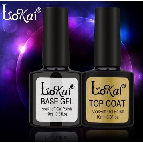 2pcs Lokai 10ml Base And Top Coat Gel Nail Polish UV Transparent Soak Off Primer Gel Polish Long Lasting Gel Lacquer Nail Art