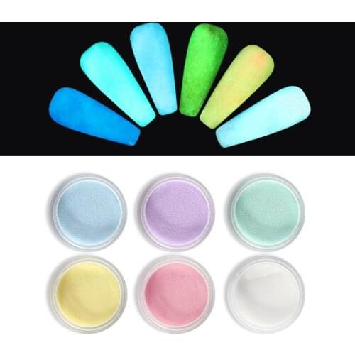 Halloween Luminous Nail Powder Extend Carved Pollen Luminous Colorful Pigment Dust for Professional Night Party Manicure Design