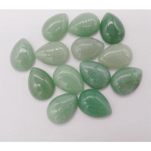 20Pcs 18x13mm Natural Green Aventurine Teardrop Cab Cabochon For DIY Jewelry Making Necklace Accessories Boutique Gift