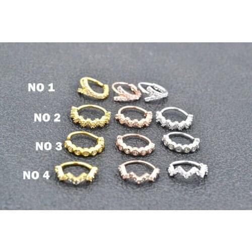 50pcs Body Jewelry Piercing - Nose/Ear Ring Ear Helix Daith Cartilage Tragus Earring Nose Septum Ring Bend CZ Gens Shine NEW