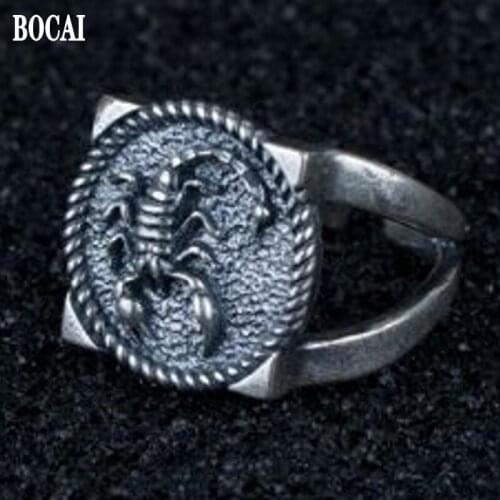100% Real solid silver new jewelry S925 silver vintage Thai silver craft scorpion styling silver ring