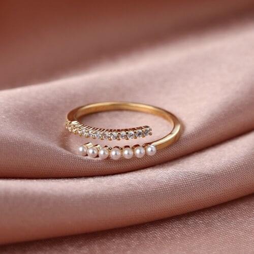 2020 Korean New Baroque Pearl Index Finger Ring Fashion Temperament Simple Versatile Ring Jewelry