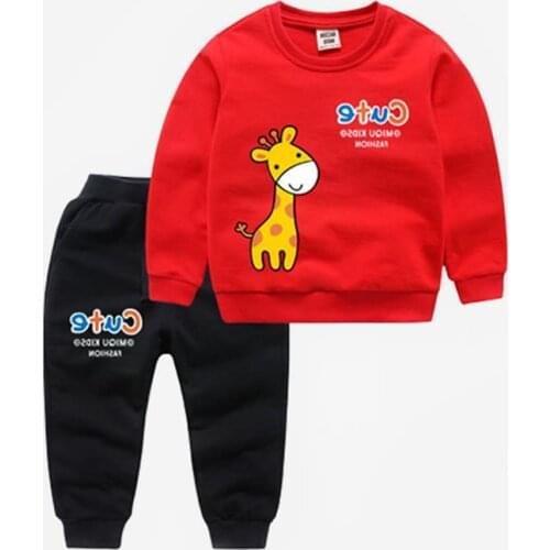ZWY1300 Cartoon Baby Boy Clothes Set Autumn Warm Toddler Girl Clothes Sets Long Sleeve Tops+Pants Children Clothing 2-8 Years