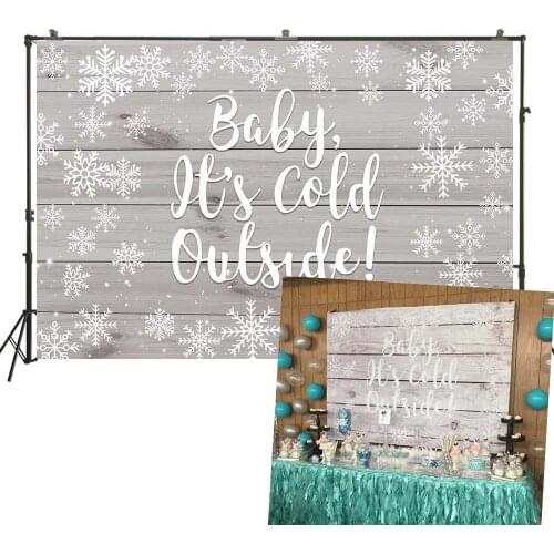 Baby It Is Cold outside! Backdrop Photography Backdrop Girl Boy Baby Shower Background Snowflake On Wood Background Party Banner