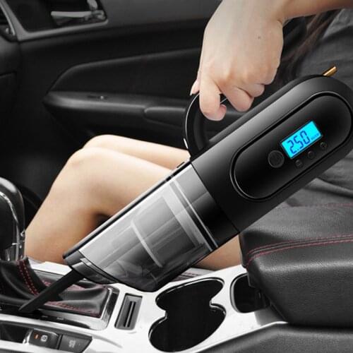 Multifunctional Vehicle-mounted Vacuum Cleaner with Air Pump Tire Pressure Monitoring Lighting Portable Convenient Car Vacuum