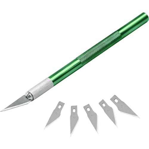 Non-Slip Metal Scalpel Knife Tools Kit Cutter Engraving Craft knives + 5pcs Blades Mobile Phone PCB DIY Repair Hand Tools