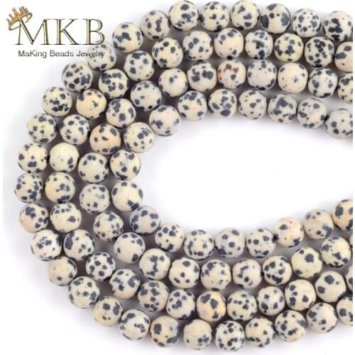 Natural Dull Polished Dalmation Jaspers Stone Beads For Jewelry Making DIY Bracelet Necklace 4-12mm Jewellery Loose Round Beads