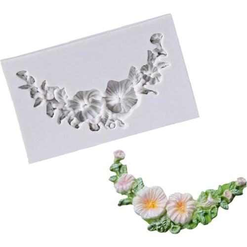 Small flower vine surrounding chocolate mold fondant cake silicone mold baking tool