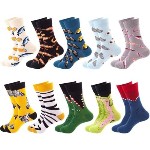 Happy Mens Cotton Casual Funny Socks With Print Happy Cute Cartoon Socks Fashion Warm Autumn Winter Cartoon Socks Crew 1Pair