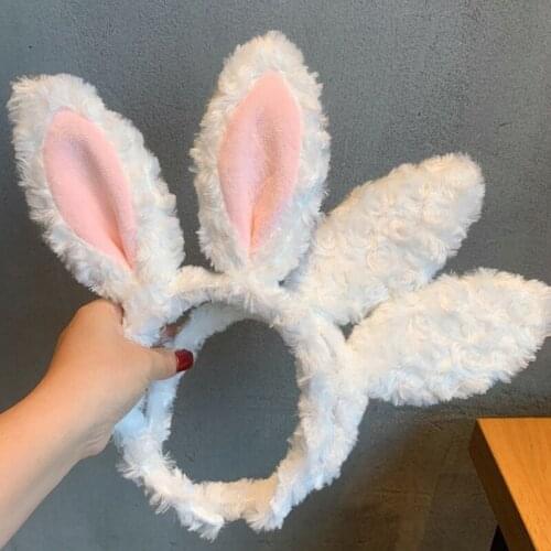 Soft Headband with Bunny Ears Plush Animal Hair Hoop Fluffy Easter Christmas Cosplay Cartoon Theme Party Costume Au11 21