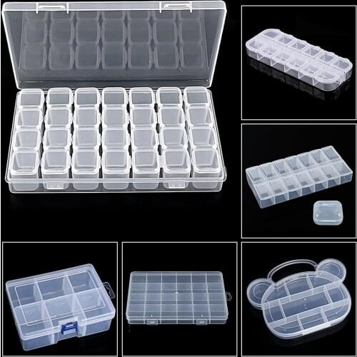 1/6/11/12/14/18/24/28 Grids Compartment Organiser Jewelry Storage Plastic Box Craft Nail Art Beads Container For Beads Earrings