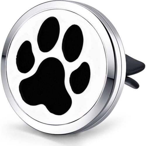 Mesinya Dog Paw (30mm)Air Freshener Magnet Diffuser 316L S.Steel Aromatherapy vent clip Essential Oil Car Diffuser Lockets