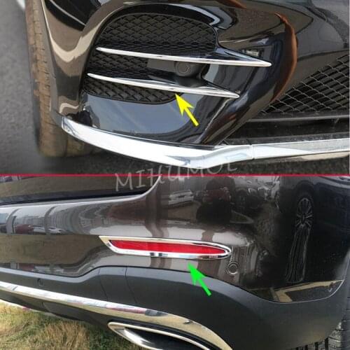 Front + Rear Chrome Fog Light Lamp Cover For 2016 2017 2018 2019 Mercedes GLC Wagon X253