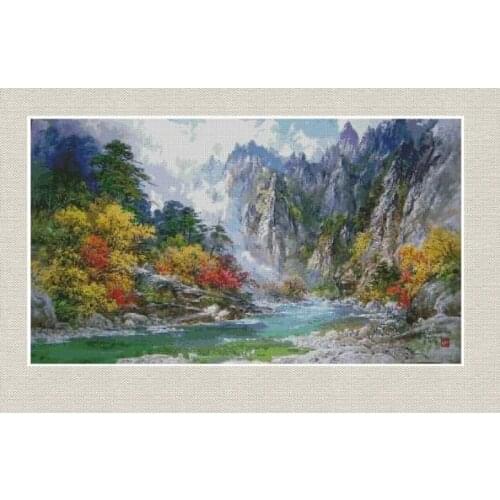 Drop Shipping Customized Embroidery Autumn Valley Funny Home Cross Stitch with 100% Cotton Floss & Free Shipping for Home Decor