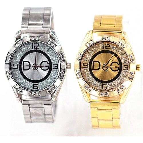Reloj mujer Newest Top Brand DQG Lady Silver Golden Full Steel Rhinestone Sport Quartz Watch Lady Stainless Steel Dress Watches
