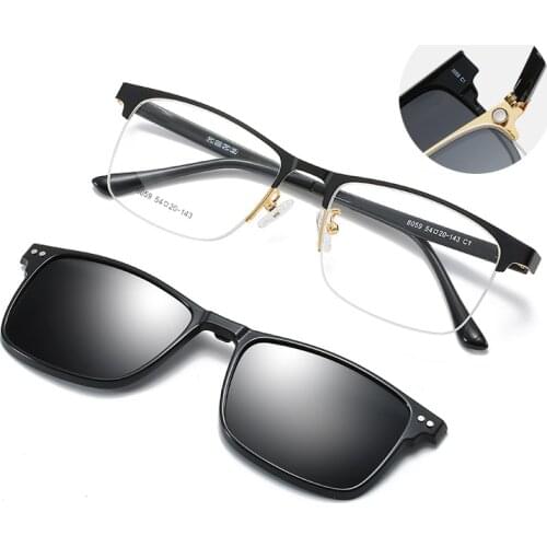 Logorela Men Women Polarized Optical Magnetic Sunglasses Clip Magnet Clip on Sunglasses Polaroid Clip on Sun Glasses Frame 8059