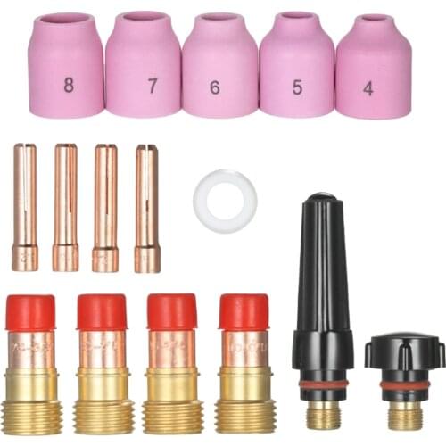 16x TIG Gaslinsen Welding Accessories With Clamping Sleeves, Ceramic Nozzles
