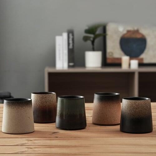 Vintage Tea Cup Retro Ceramic Mug Creative Gradient Matt Surface Coffee Cup Tea Mug Porcelain Cups and Mugs Drinkware Gift