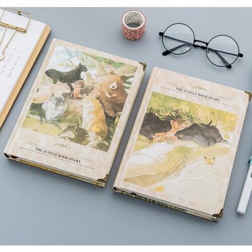 Vintage Wolfboy Forest Friends Notebook Color Paper Hardcover Diary Book School Office Supplies Stationery