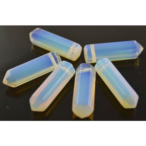 High Quality White Opal Crystal Pillar Shape Beads Hexagon Prism Stone Bead For Jewelry Making 12pc/lot